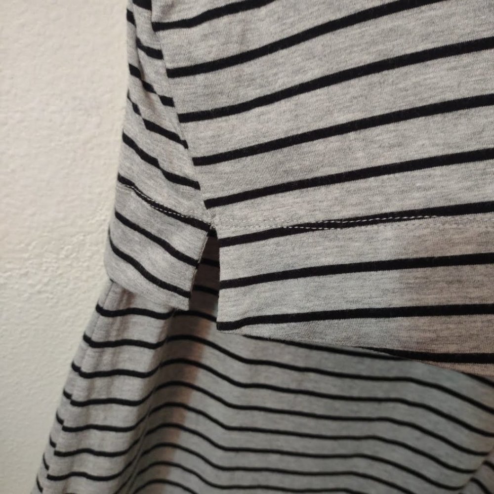 HYFVE Black & Gray Stripe Tiered Dress NEW L - Picture 3 of 5